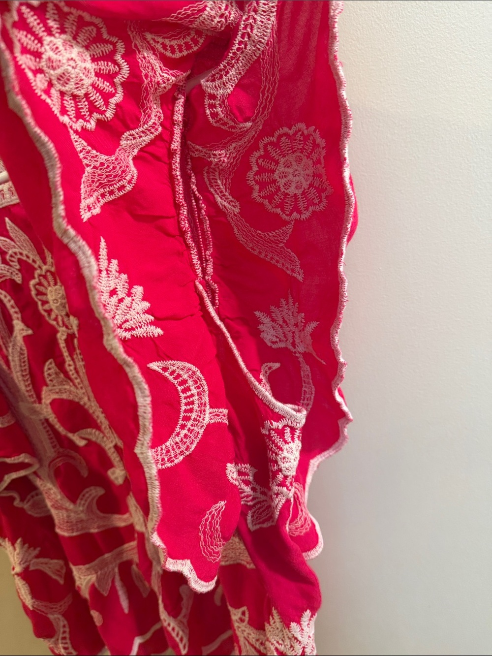 Solitaire Fuchsia Embroidered Ruffled Sleeve Tunic - Picture 3 of 7